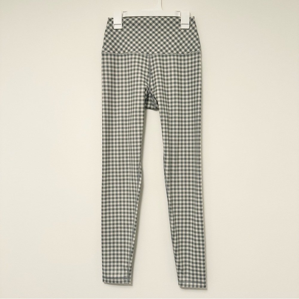 Glyder Sultry 7/8 Legging Green and White Gingham Print Women's XS Size 2-4